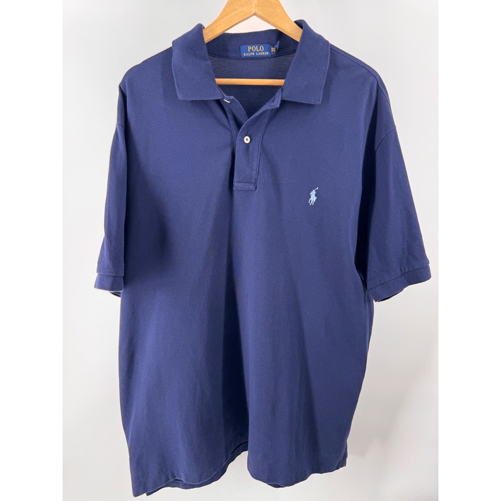 Polo Ralph Lauren Polo Shirt Mens 1XB Navy Blue Pique Pony Classic Golf